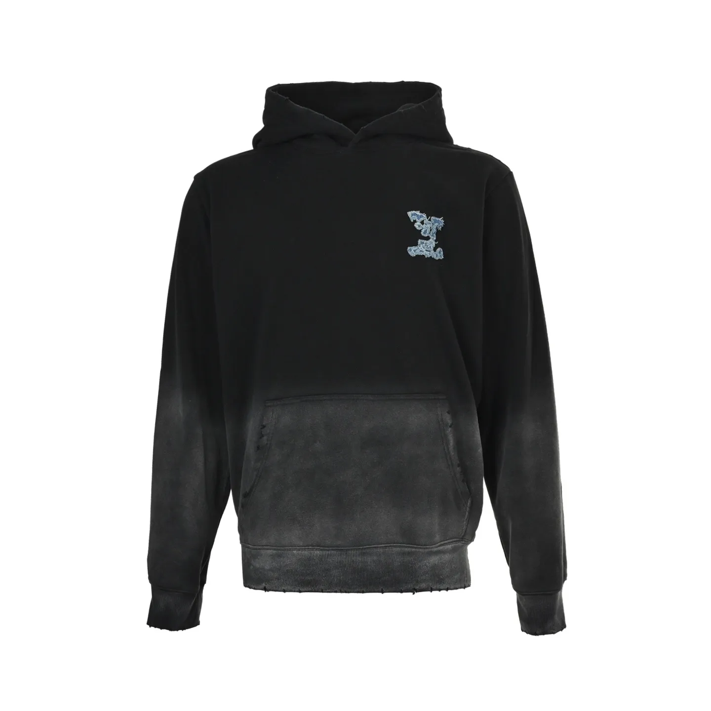 Louis Vuitton/Louis Vuitton cloud denim logo patch embroidery washed hooded sweatshirt